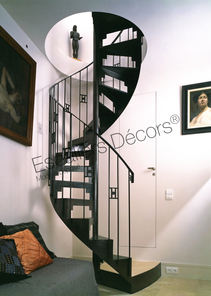 Photo DH3 - SPIR'DÉCO® Art Déco. Escalier d'intérieur métallique hélicoïdal pour une décoration de style Art Déco.